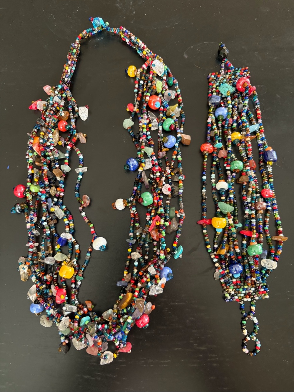 Multicolor Beaded Necklace and Bracelet Set from Guatemala